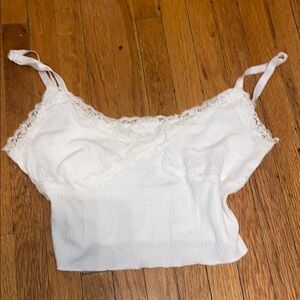 SHEIN White Lace Trim Crop Top